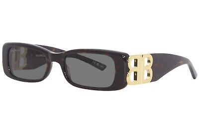 Pre-owned Balenciaga Bb0096s 002 Sunglasses Women's Havana/gold/green Rectangle Shape 51mm