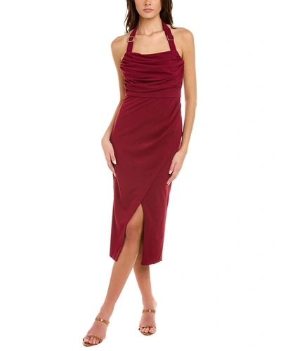 Black By Bariano Lily Halter Midi Dress In Red