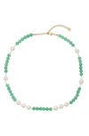 Eye Candy Los Angeles Zoe Faux Pearl Necklace In Green