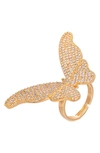 EYE CANDY LOS ANGELES CZ PAVÉ ADJUSTABLE BUTTERFLY RING