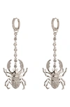 Eye Candy Los Angeles Cz Pavé Beatle Drop Earrings In Silver