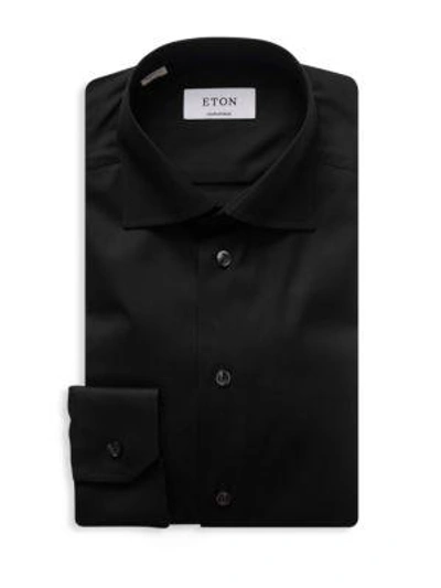 Eton Contemporary-fit Diagonal Weave Dress Shirt In Black