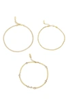 Ettika Simple Beauty Set Of 3 Cubic Zirconia Anklets In Gold