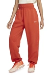 Nike Sportswear Phoenix High Waist Fleece Sweatpants In Mantra Orange/ Sail