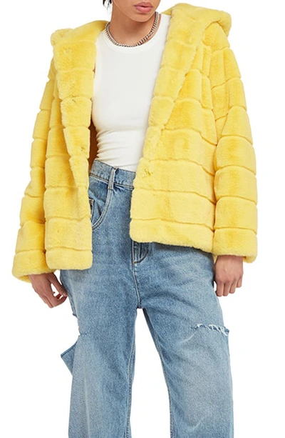 Apparis Faux-fur Hooded Jacket In Maize