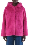 Apparis Goldie Hooded Faux Fur Coat In Confetti Pink