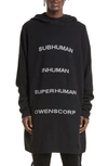 RICK OWENS TOMMY OVERSIZE CASHMERE & WOOL INTARSIA HOODIE