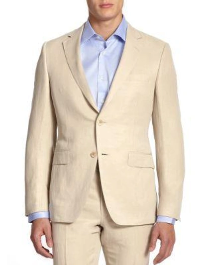 Laura Mercier Collection By Samuelsohn Classic-fit  Linen & Silk Sportcoat In Tan