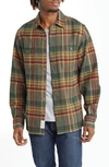 Schott Two-pocket Flannel Long Sleeve Button-up Shirt In Olive