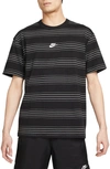 Nike Sportswear Premium Essentials Stripe Organic Cotton T-shirt In Black