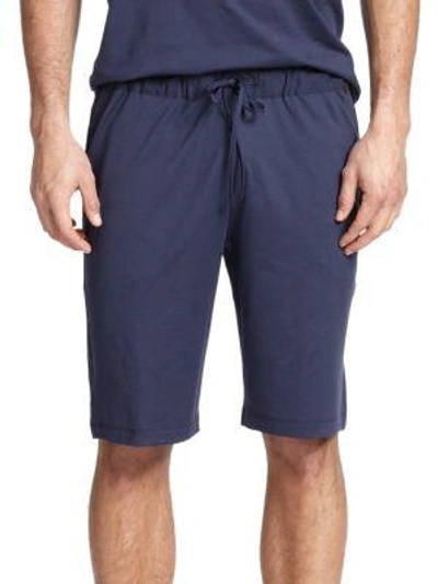 Hanro Natural Living Organic Cotton Drawstring Shorts In Deep Navy