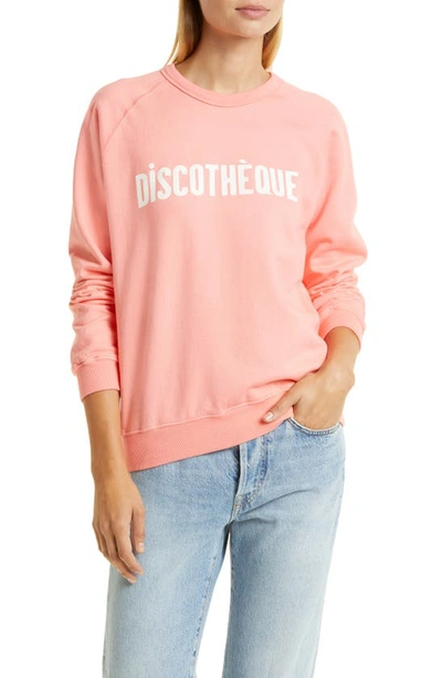 Clare V Discotheque Sweatshirt In Bright Coral W/ Cream In Multi