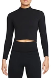Nike Women's  Yoga Dri-fit Luxe Long Sleeve Crop Top In Black/ Multi Color
