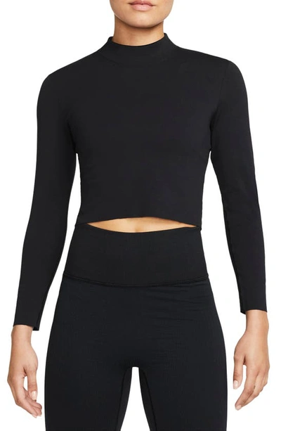 Nike Women's  Yoga Dri-fit Luxe Long Sleeve Crop Top In Black