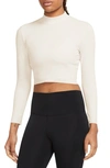 Nike Dri-fit Luxe Long Sleeve Crop Top In Brown