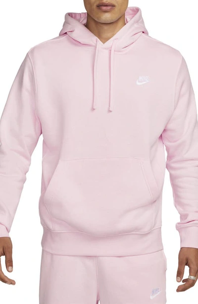 Nike Sportswear Club Logo-embroidered Cotton-jersey Hoodie In Pink Foam/ Pink Foam