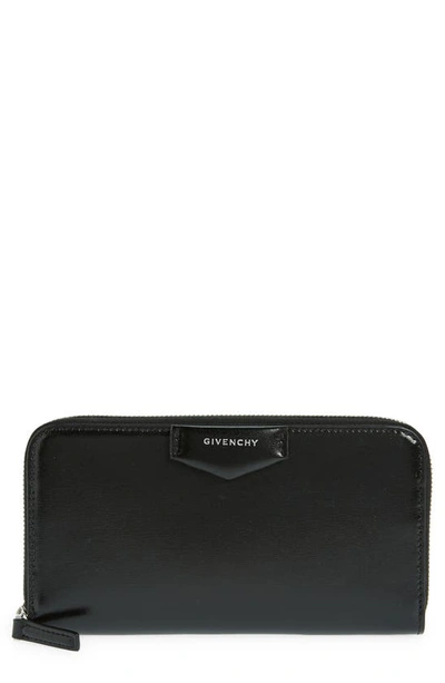 Givenchy Antigona Leather Zip Wallet In Black