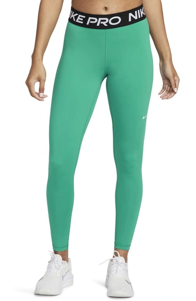 Nike Women's  Pro Mid-rise Mesh-paneled Leggings In Green