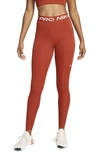 Nike Pro Mid Rise Leggings In Cinnabar/ White