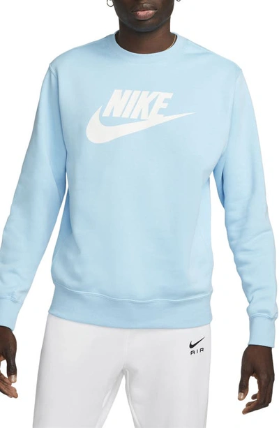 Nike Fleece Graphic Pullover Sweatshirt In Blue Chill