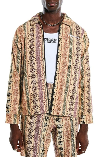 Pleasures Orbit Zip Jacket In Tan