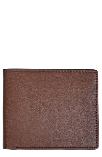 Royce New York Personalized Rfid Leather Trifold Wallet In Brown- Deboss