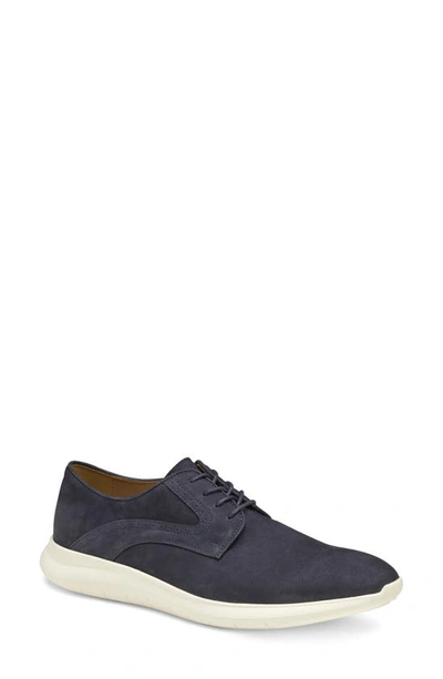 Johnston & Murphy Hennings Plain Toe Derby In Navy Nubuck