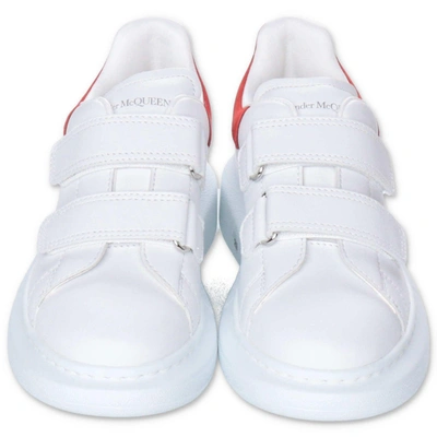 Alexander Mcqueen Sneakers Bianche In Pelle Con Velcro In Bianco