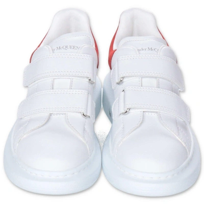 Alexander Mcqueen Trainers Bianche In Pelle Con Velcro In Bianco