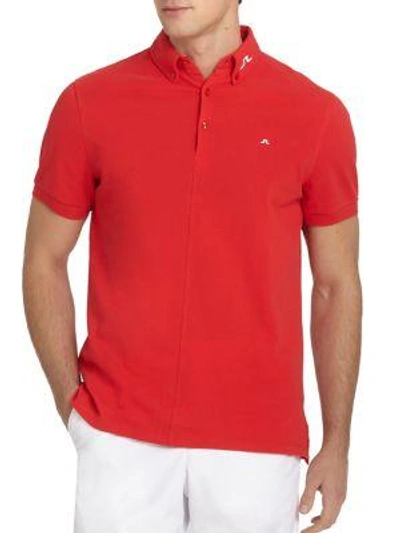 J. Lindeberg Active Rubi Organic Cotton Polo Shirt In Red