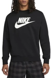 Nike Men's  Sportswear Club Fleece Graphic Crew In Black