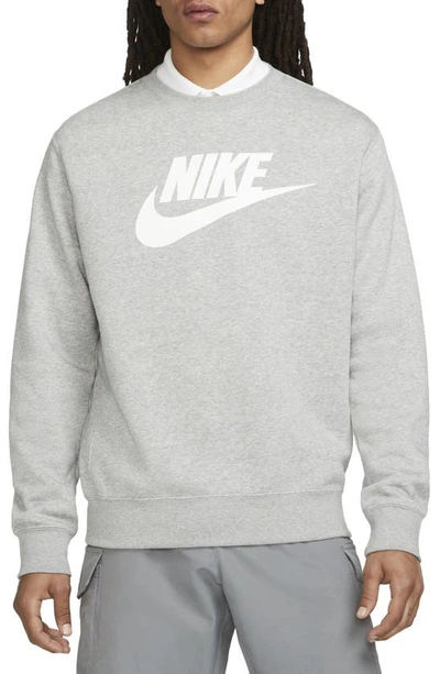 Nike Men's Sportswear Club Fleece Graphic Crewneck Sweatshirt In Grey