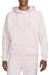 Nike Club Zip-up Logo Hoodie In Pink Foam/ Pink Foam