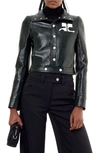 Courrèges Logo Patch Coated Stretch Cotton Crop Jacket In Black