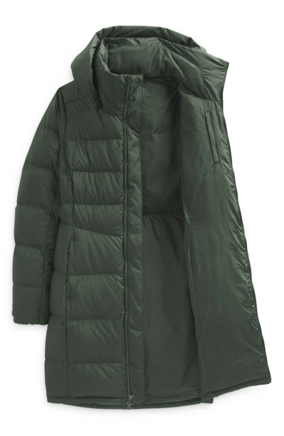 The North Face Metropolis Water Repellent 550 Fill Power Down Hooded Parka In Thyme