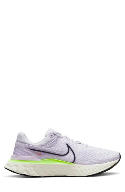 Nike React Infinity Run Flyknit 3 Running Shoe In Barely Grape/sail/ghost Green/anthracite
