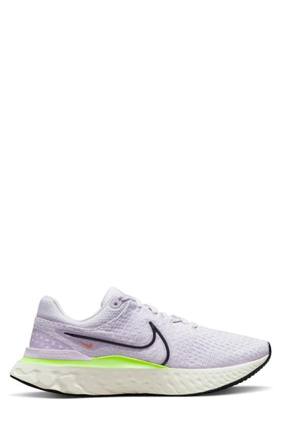 Nike React Infinity Run Flyknit 3 Running Shoe In Barely Grape/ Sail/ Green