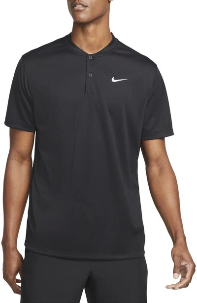 Nike Men's Court Dri-fit Tennis Blade Polo In Black/ White