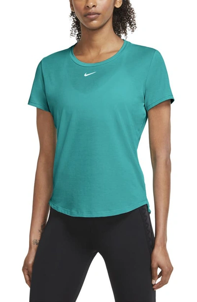 Nike One Luxe Dri-fit Short Sleeve Top In Washed Teal