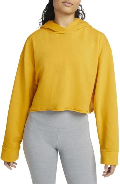 Nike Women's  Yoga Luxe Cropped Fleece Hoodie In Yellow