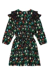 STELLA MCCARTNEY KIDS' DAISY CONFETTI PRINT RUFFLE TRIM LONG SLEEVE DRESS