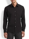 Theory Sylvain Mens Poplin Tab Collar Button-down Shirt In Black