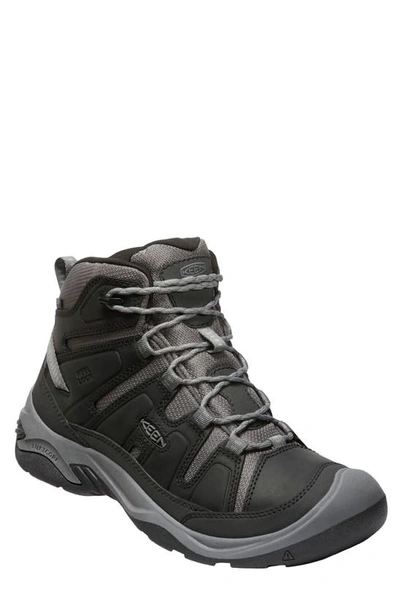 Keen Circadia Waterproof Mid Hiking Shoe In Black/ Steel Grey