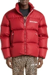 Palm Angels Logo-trim Padded Short Jacket In Red White