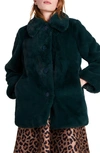 Kate Spade Plush Faux Fur Jacket In Pine Grove