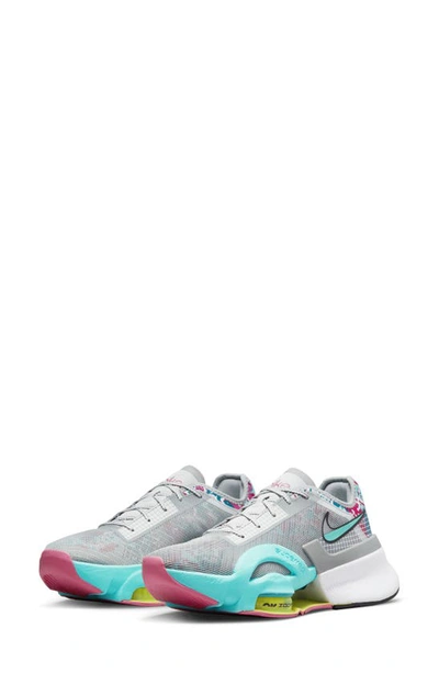 Nike Air Zoom Superrep 3 Hiit Class Training Shoe In Light Smoke Grey/photon Dust/pinksicle/dynamic Turquoise