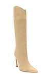 Schutz Maryana Sculpt Pointed Toe Boot In Beige