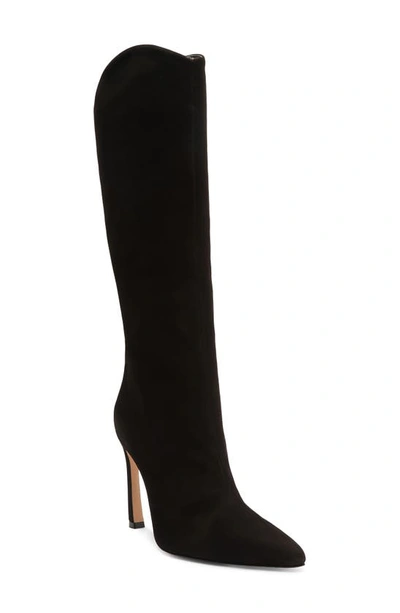 Schutz Maryana Sculpt Womens Suede Pull On Knee-high Boots In Black