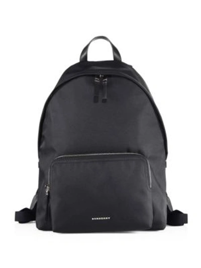 Burberry Leather Trim Technical Backpack In Black