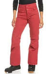 Roxy Diversion Insulated Water Repellent Snow Pants In Brick Red
